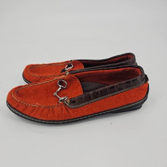 T.B. Phelps Italian Wool Felt Horse Bit Orange Loafers Driving Shoe Men\'s 9 M main image 9